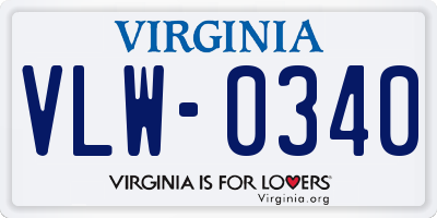 VA license plate VLW0340