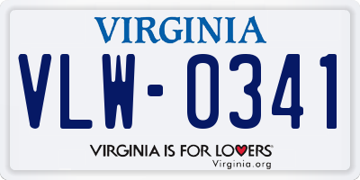 VA license plate VLW0341