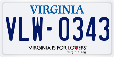 VA license plate VLW0343