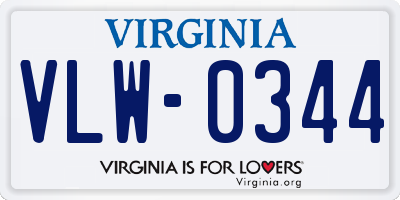 VA license plate VLW0344