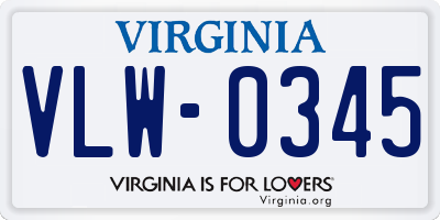 VA license plate VLW0345