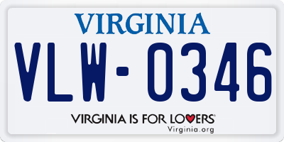 VA license plate VLW0346