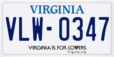 VA license plate VLW0347