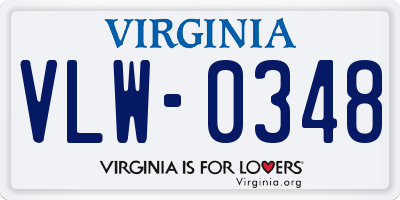 VA license plate VLW0348