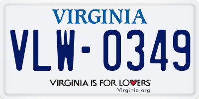 VA license plate VLW0349