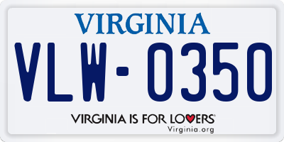 VA license plate VLW0350