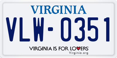 VA license plate VLW0351