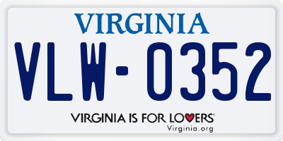 VA license plate VLW0352