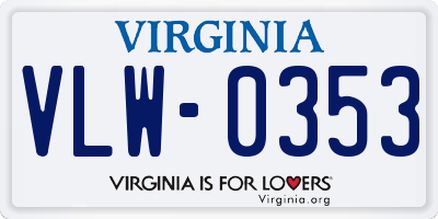 VA license plate VLW0353