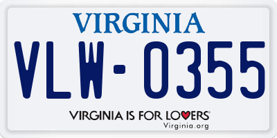 VA license plate VLW0355