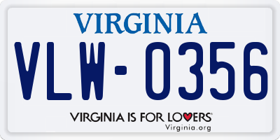 VA license plate VLW0356