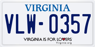 VA license plate VLW0357