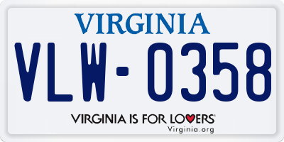 VA license plate VLW0358