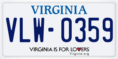 VA license plate VLW0359