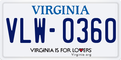 VA license plate VLW0360