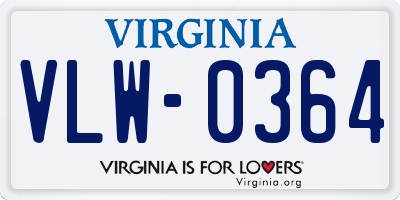 VA license plate VLW0364