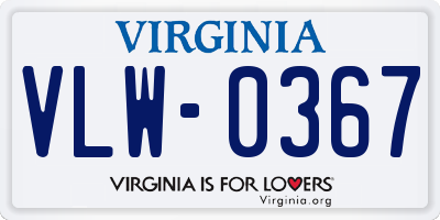 VA license plate VLW0367