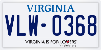 VA license plate VLW0368