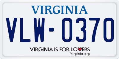 VA license plate VLW0370