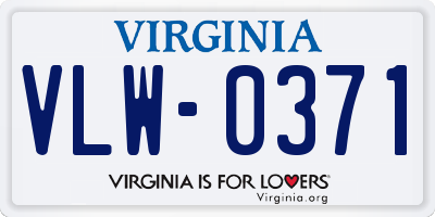 VA license plate VLW0371