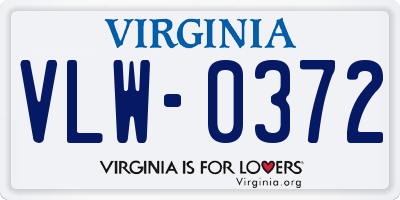 VA license plate VLW0372