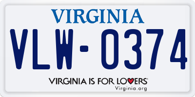 VA license plate VLW0374