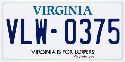 VA license plate VLW0375