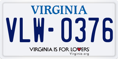 VA license plate VLW0376