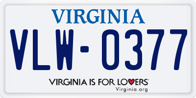 VA license plate VLW0377