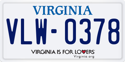 VA license plate VLW0378