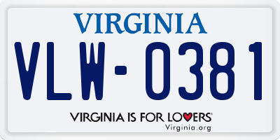 VA license plate VLW0381