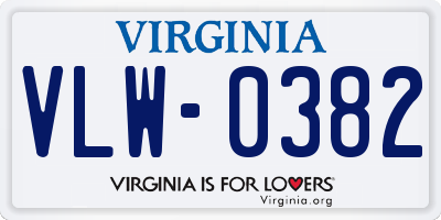 VA license plate VLW0382