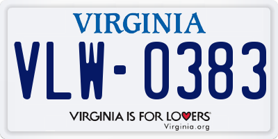 VA license plate VLW0383