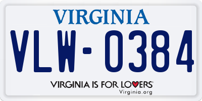 VA license plate VLW0384