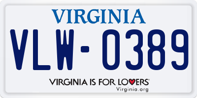 VA license plate VLW0389