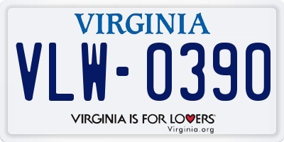 VA license plate VLW0390