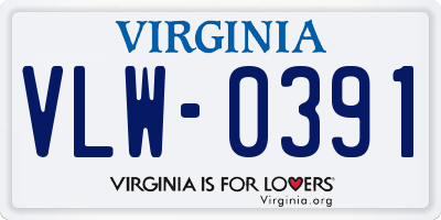 VA license plate VLW0391