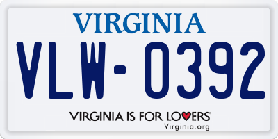 VA license plate VLW0392