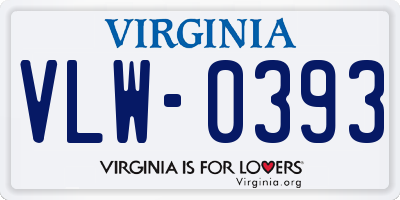 VA license plate VLW0393