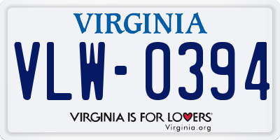 VA license plate VLW0394