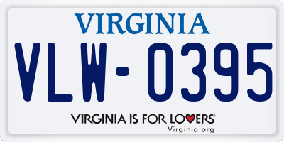 VA license plate VLW0395