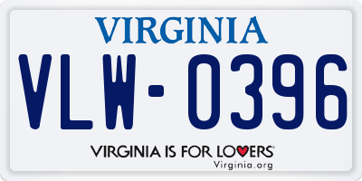 VA license plate VLW0396