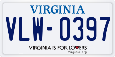 VA license plate VLW0397