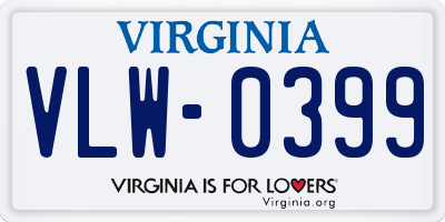 VA license plate VLW0399