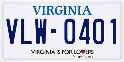 VA license plate VLW0401