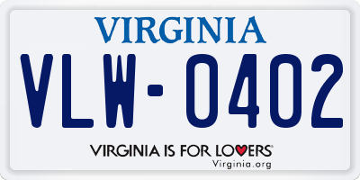 VA license plate VLW0402