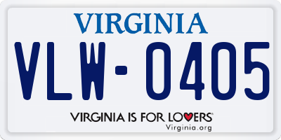 VA license plate VLW0405