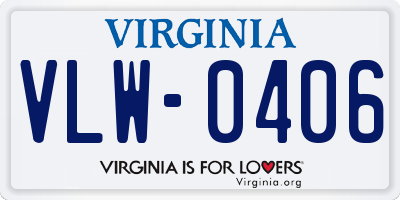 VA license plate VLW0406