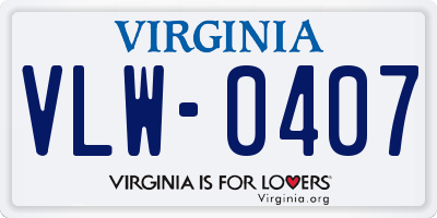 VA license plate VLW0407