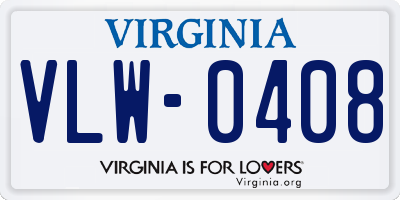 VA license plate VLW0408